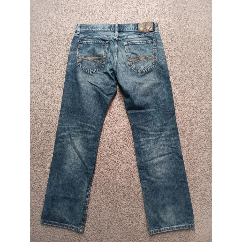 Express Rocco Slim Straight Jeans Men's 32x32 Blue Medium Wash‎ Distressed